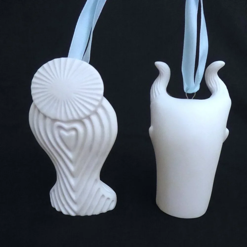 NEW JONATHAN ADLER NAUGHTY & NICE ANGEL DEVIL PORCELAIN ORNAMENT SET